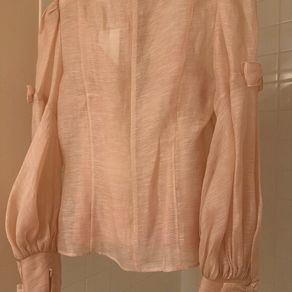 Zimmermann Blush Linen Bow-Detail Blouse · New with Tags · Size 1 (AU 1 / US 4 / - Picture 2 of 6